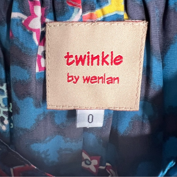 Twinkle By Wenlan Coral reefs Mixed Print Silk Top Size 0 - Picture 8 of 12